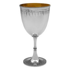 Victorian sterling silver wine goblet made in London in 1862