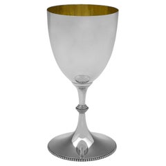 Victorian sterling silver wine goblet made in London in 1899 by Henry Frazer