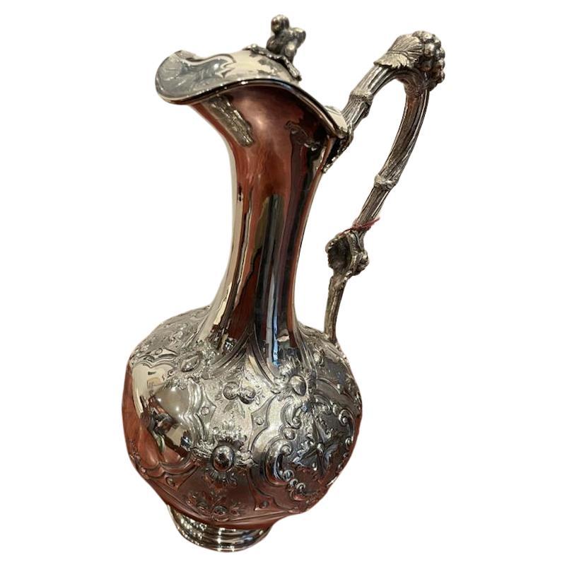 Victorian Sterling Silver Wine Jug, hallmarked Chester 1865-66. Weight: 972gr. For Sale