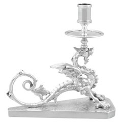 Victorian Sterling Silver Wyvern Taperstick