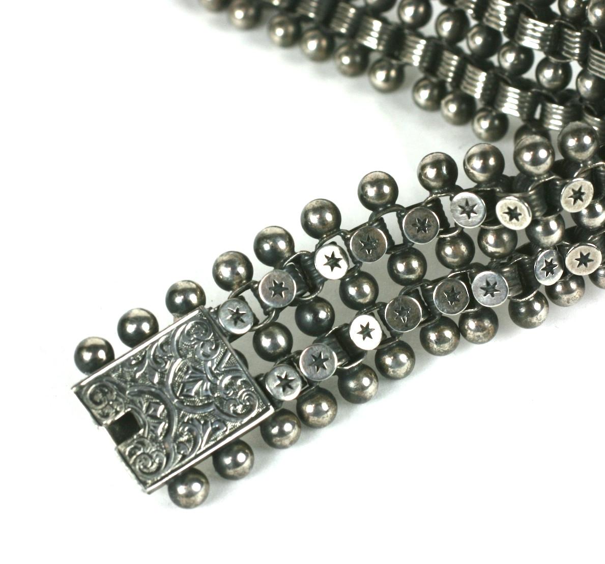 Victorian Sterling Star Link Bracelet In Excellent Condition For Sale In New York, NY