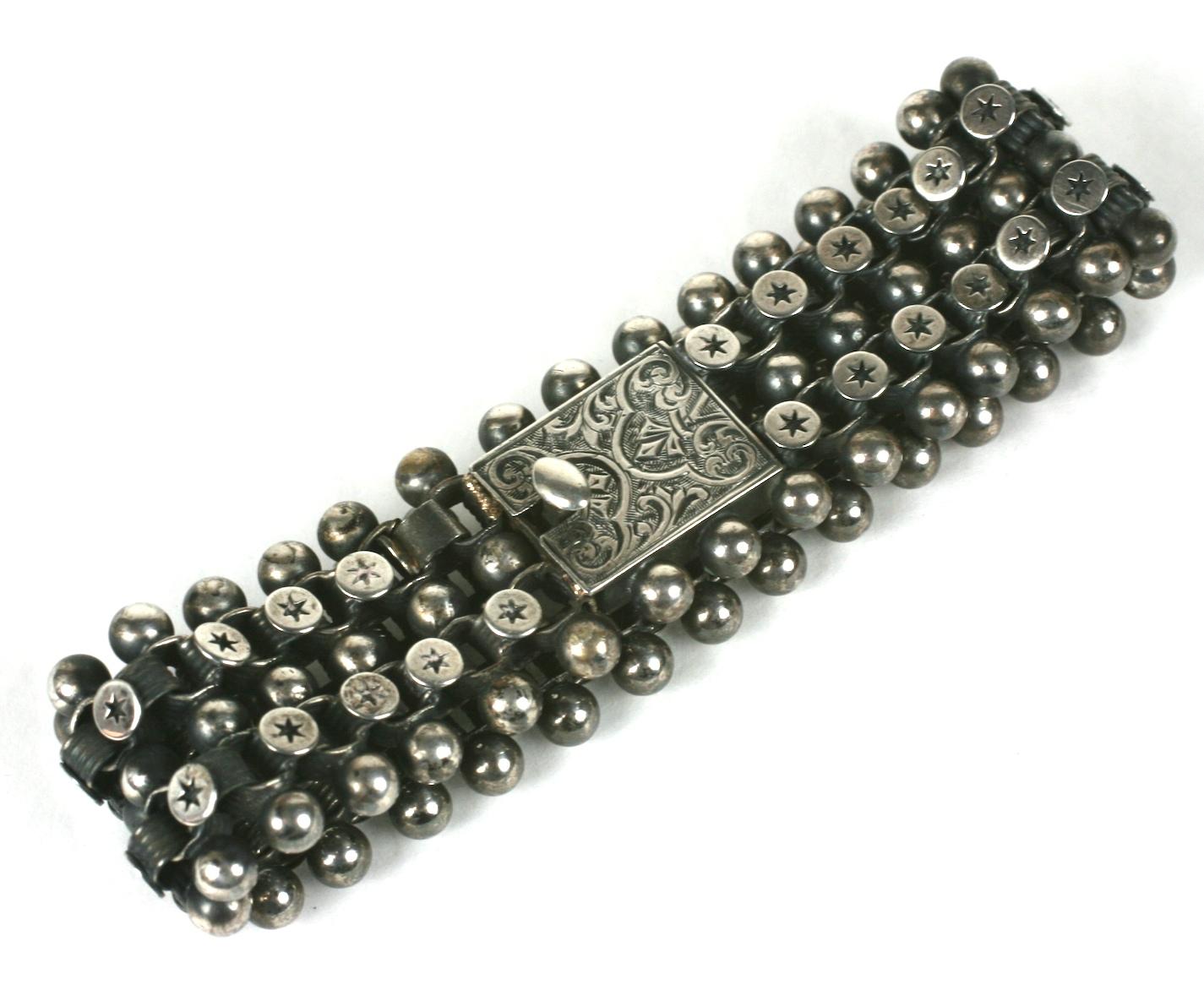 Women's or Men's Victorian Sterling Star Link Bracelet For Sale
