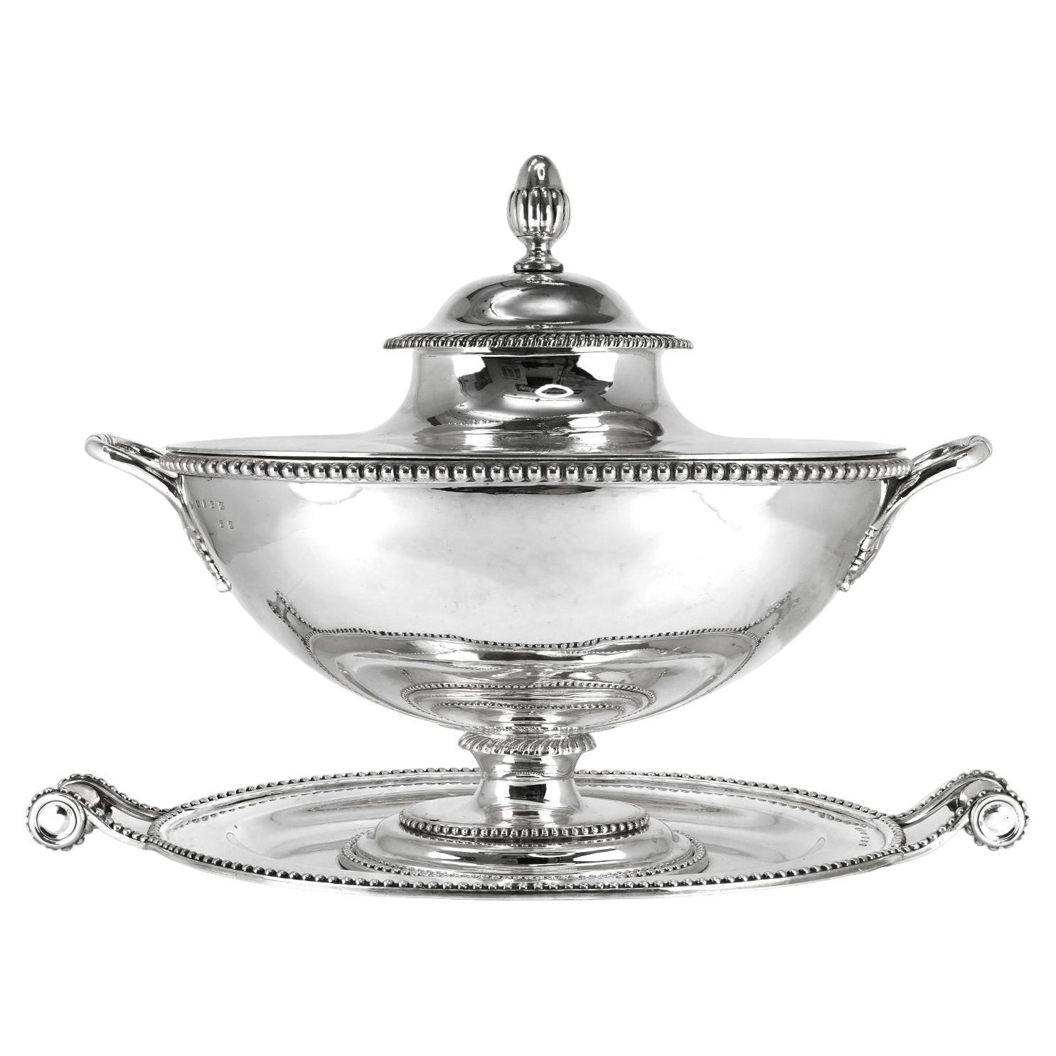 Victorian Sterling Tureen with Platter c1850 For Sale