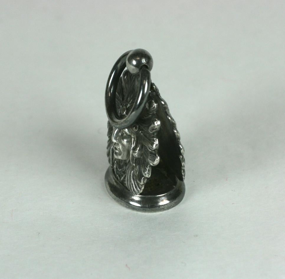 Late Victorian Victorian Sterling Unger Bros. Indian Chief Fob For Sale