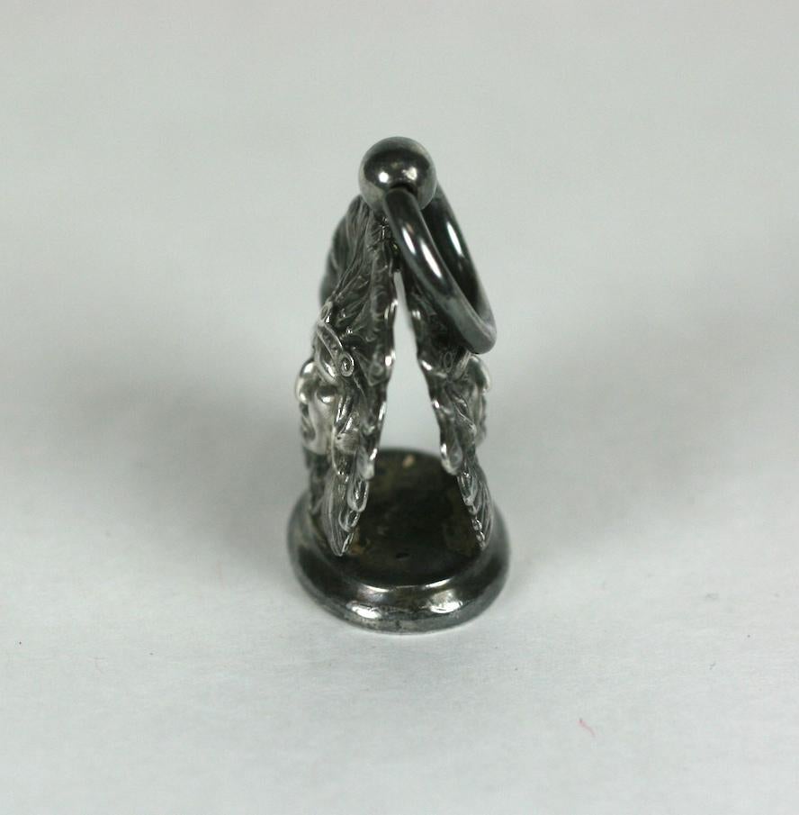 Victorian Sterling Unger Bros. Indian Chief Fob In Excellent Condition For Sale In New York, NY