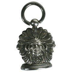 Antique Victorian Sterling Unger Bros. Indian Chief Fob