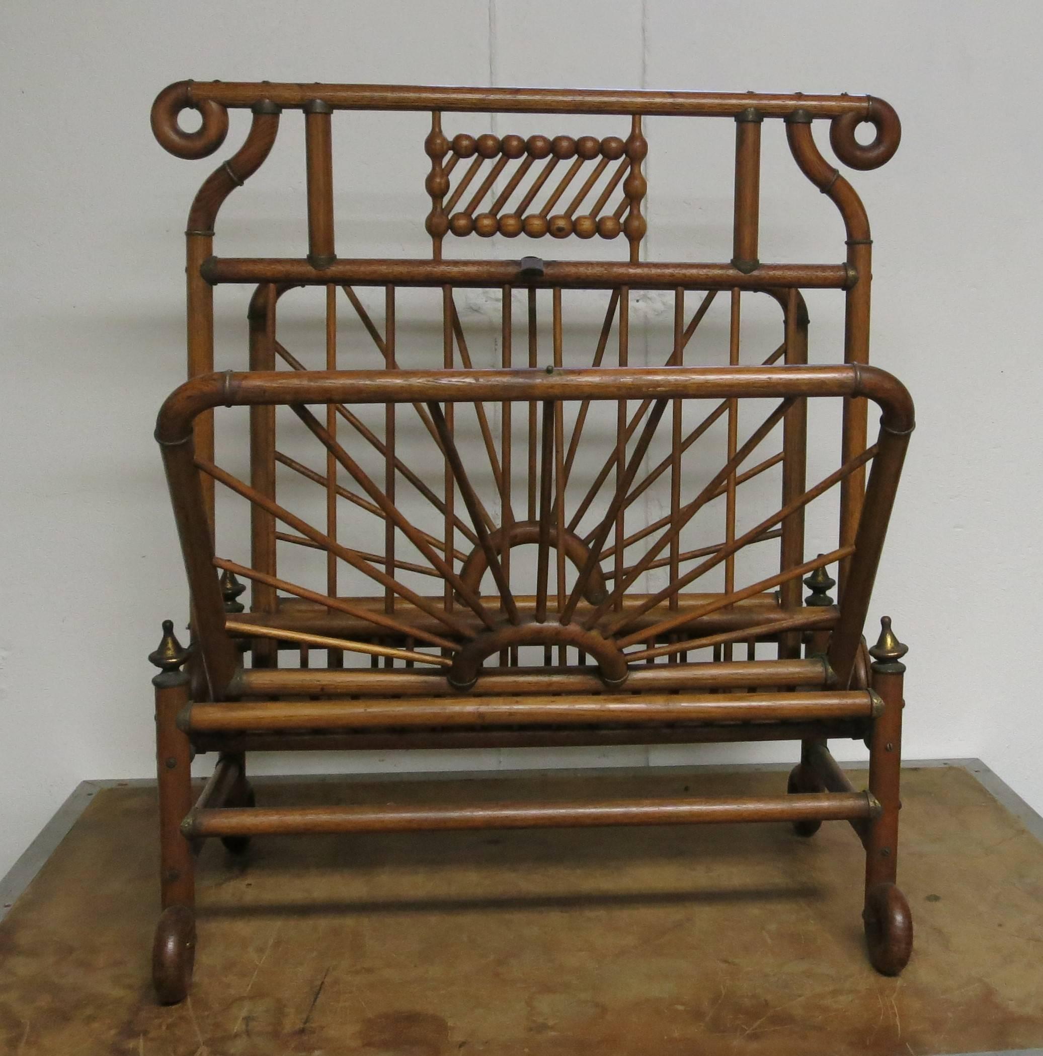 Victorian Stick and Ball Magazine Rack or Folio In Good Condition For Sale In Newtown, CT