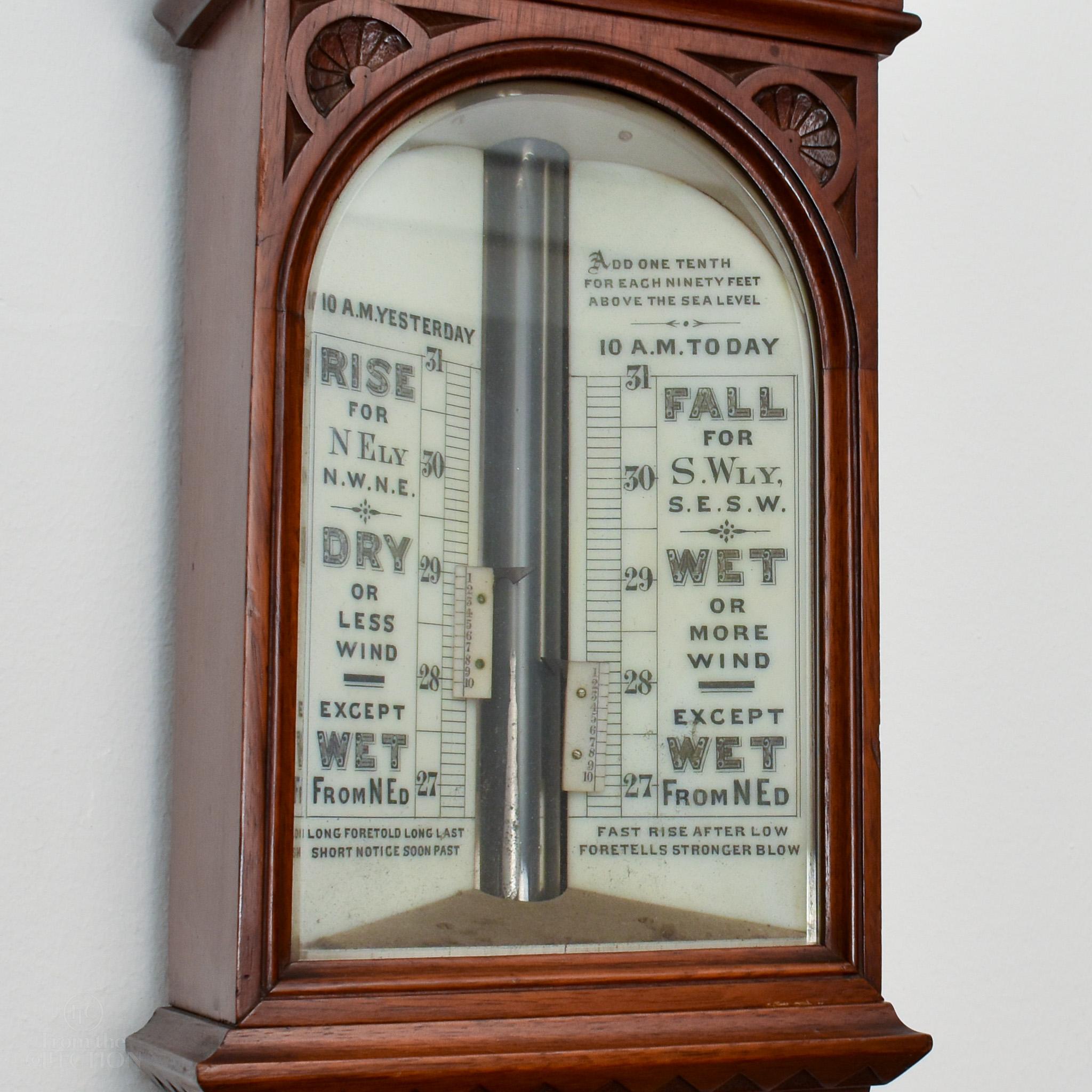 Inlay Victorian Stick Barometer, circa 1880 For Sale