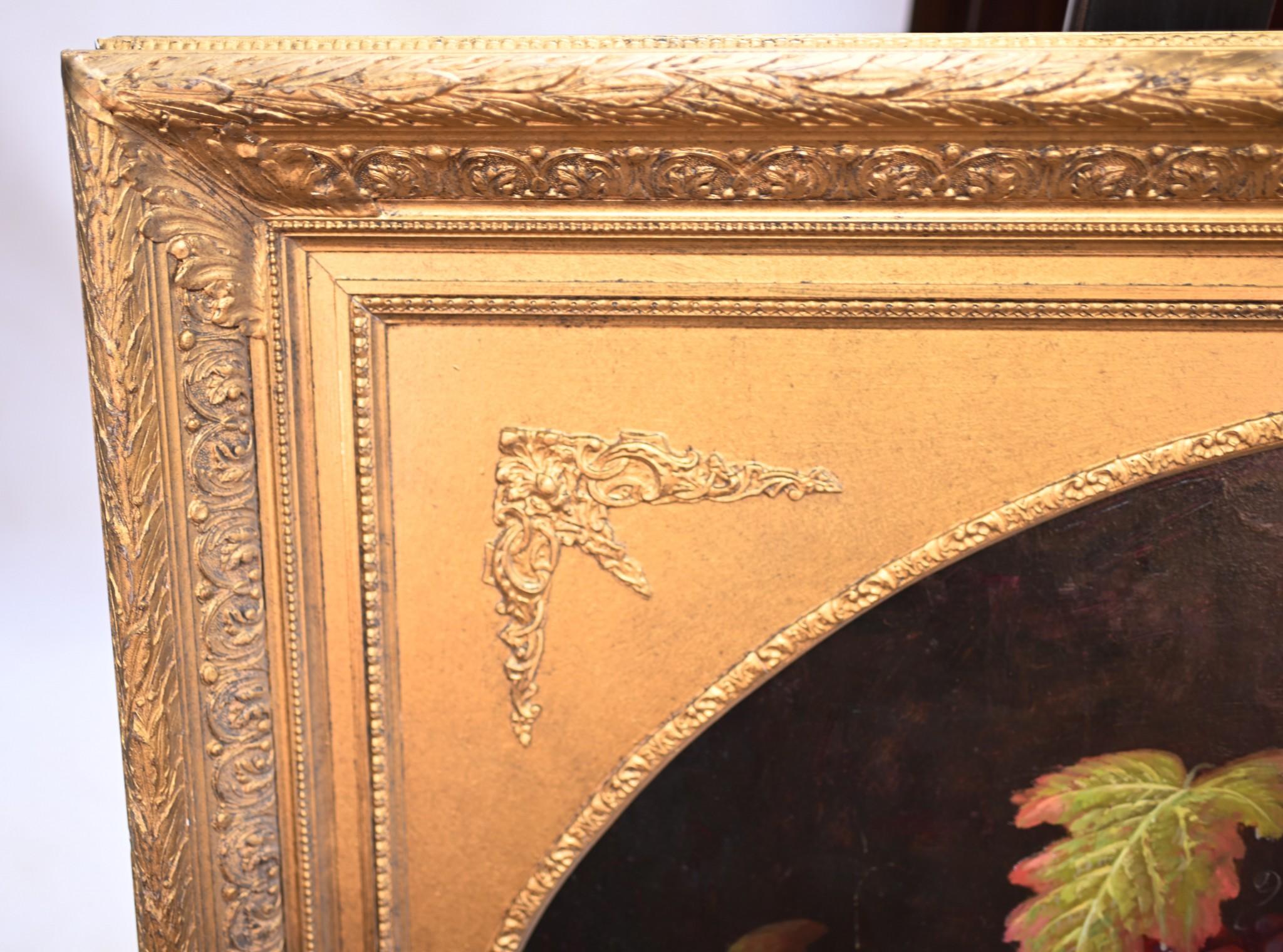 Victorian Still Life Oil Painting Floral Gilt Frame For Sale 7