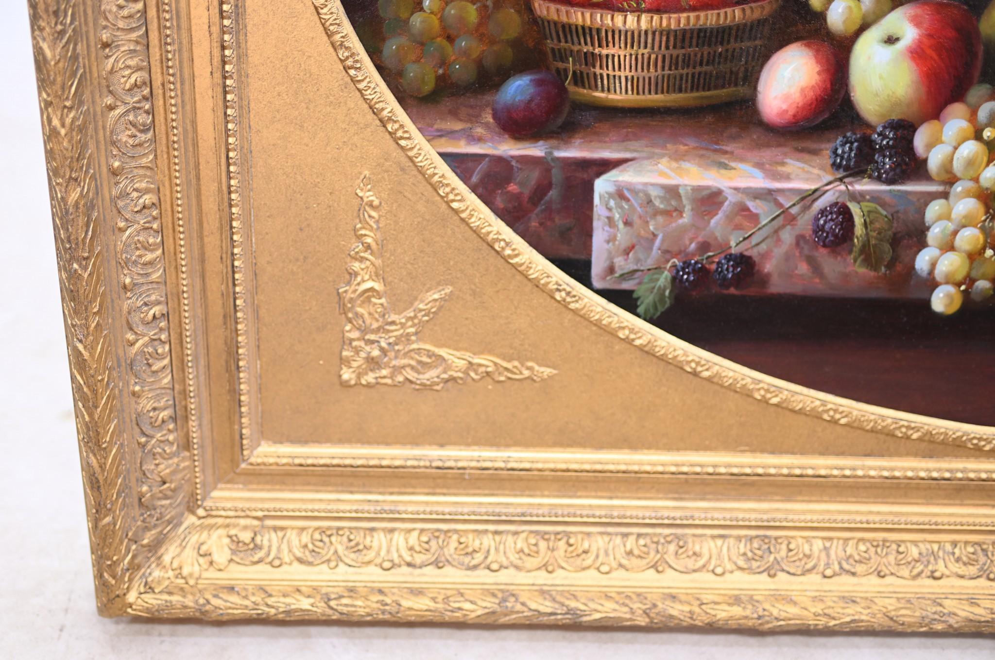 Victorian Still Life Oil Painting Floral Gilt Frame For Sale 2