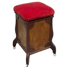 Antique Victorian Storage Piano Stool on Casters.
