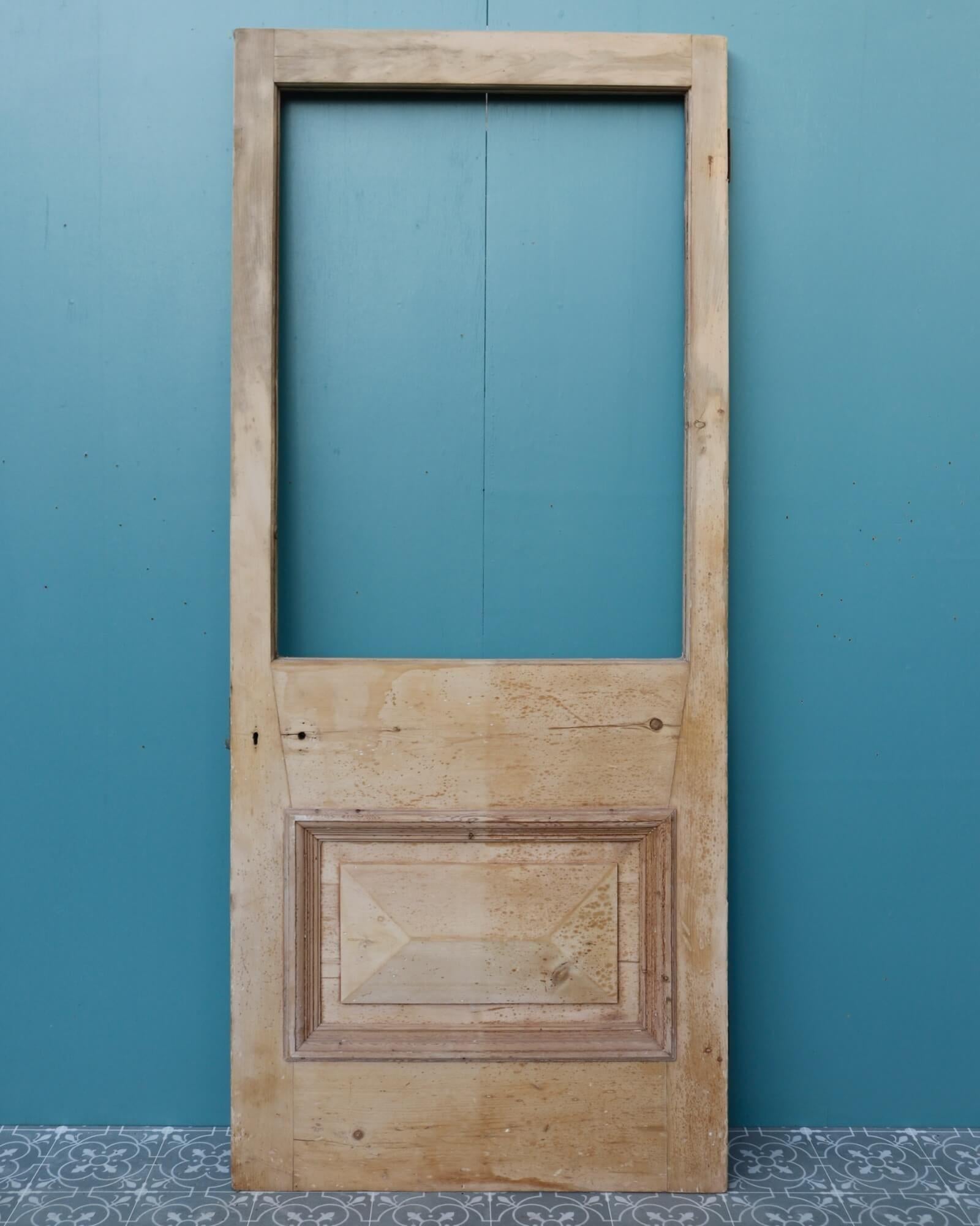 English Victorian Stripped Pine Front Door for Glazing For Sale