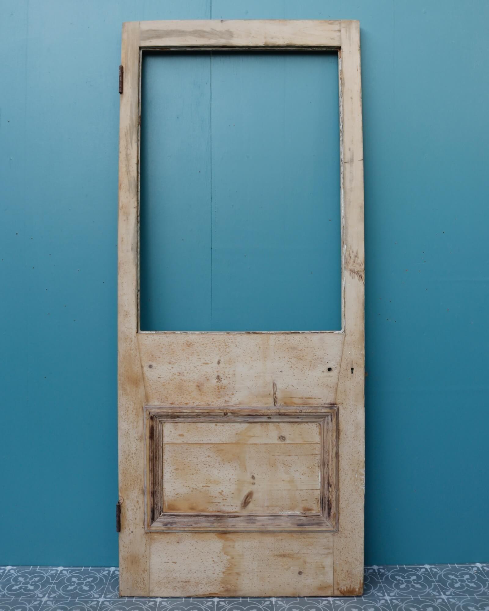 19th Century Victorian Stripped Pine Front Door for Glazing For Sale