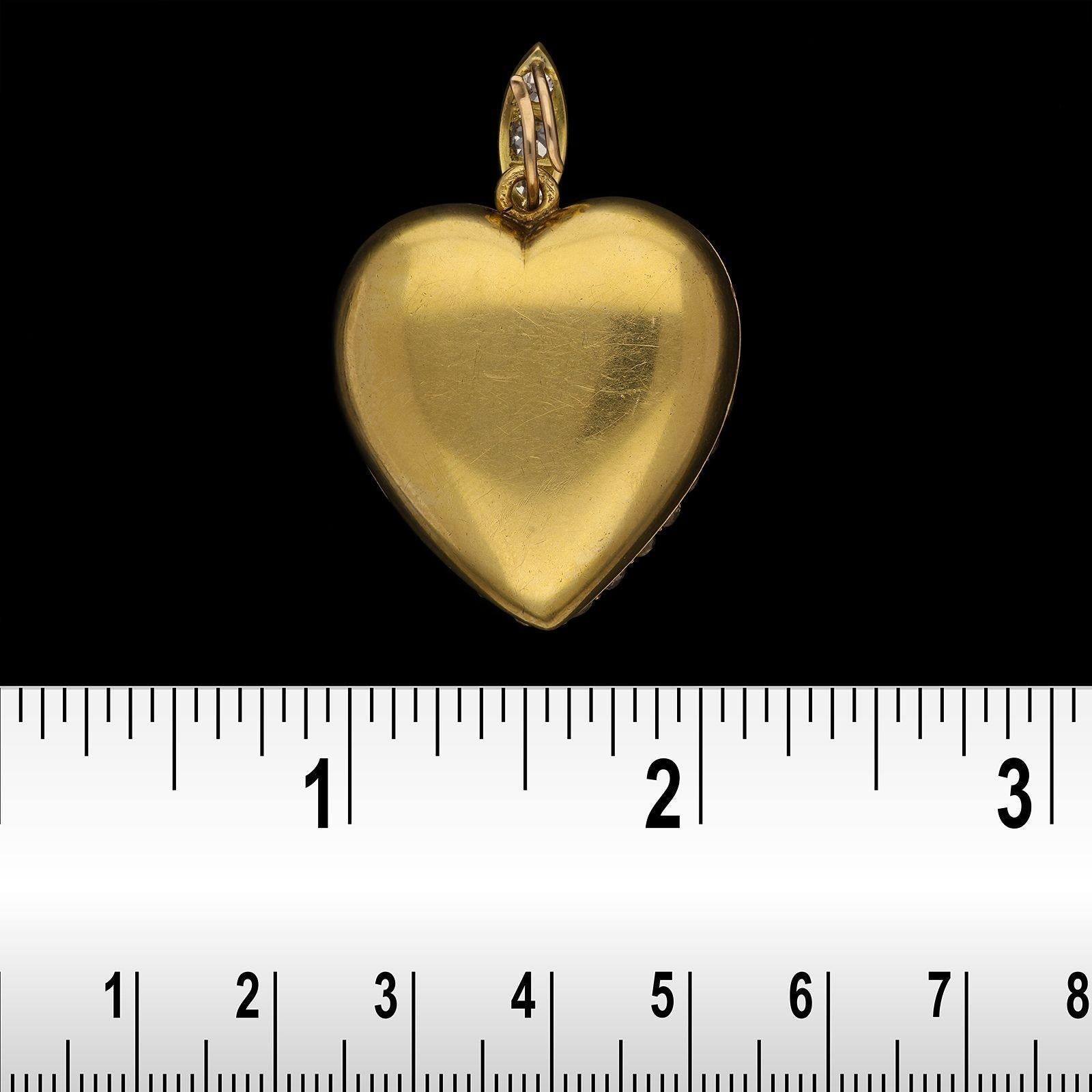 Victorian Stunning Pavé Diamant Herz Form Medaillon Anhänger 4 Blatt Kleeblatt innen im Zustand „Gut“ im Angebot in London, GB