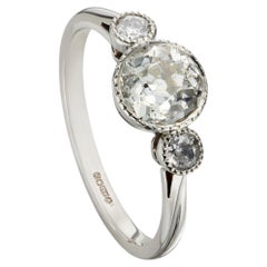 Victorian-style 1.20ct Diamond Three Stone Engagement Ring in Platinum