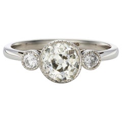 Victorian-style 1.20ct Diamond Three Stone Engagement Ring in Platinum