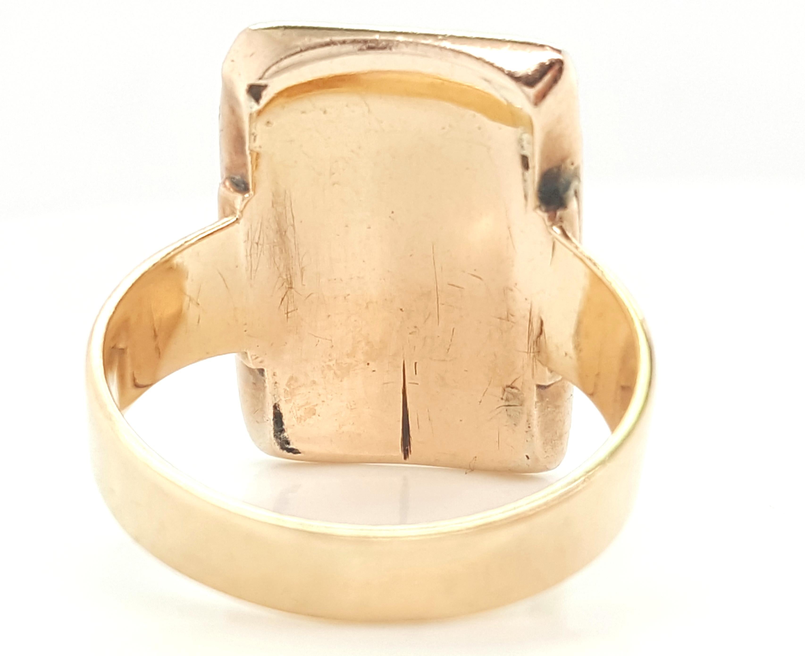 Victorian Style 14 Karat Rose Gold Hardstone Bezel Set Ring For Sale 5