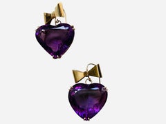 Victorian Style 14K Gold and Amethyst Pair of Earrings
