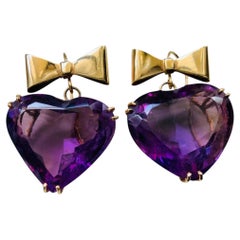 Victorian Style 14K Gold and Amethyst Pair of Earrings