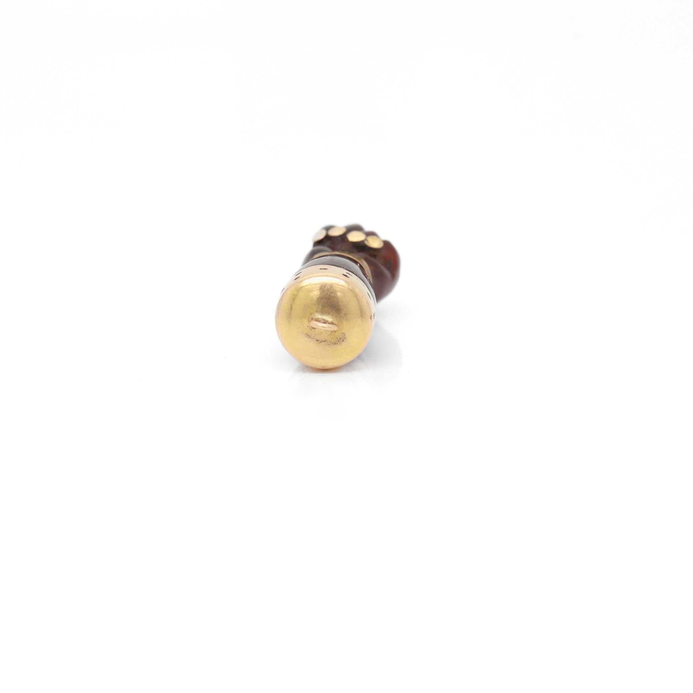 Victorian Style 18K Gold Mounted Figa Sign / Mano Fica Pendant or Charm For Sale 6