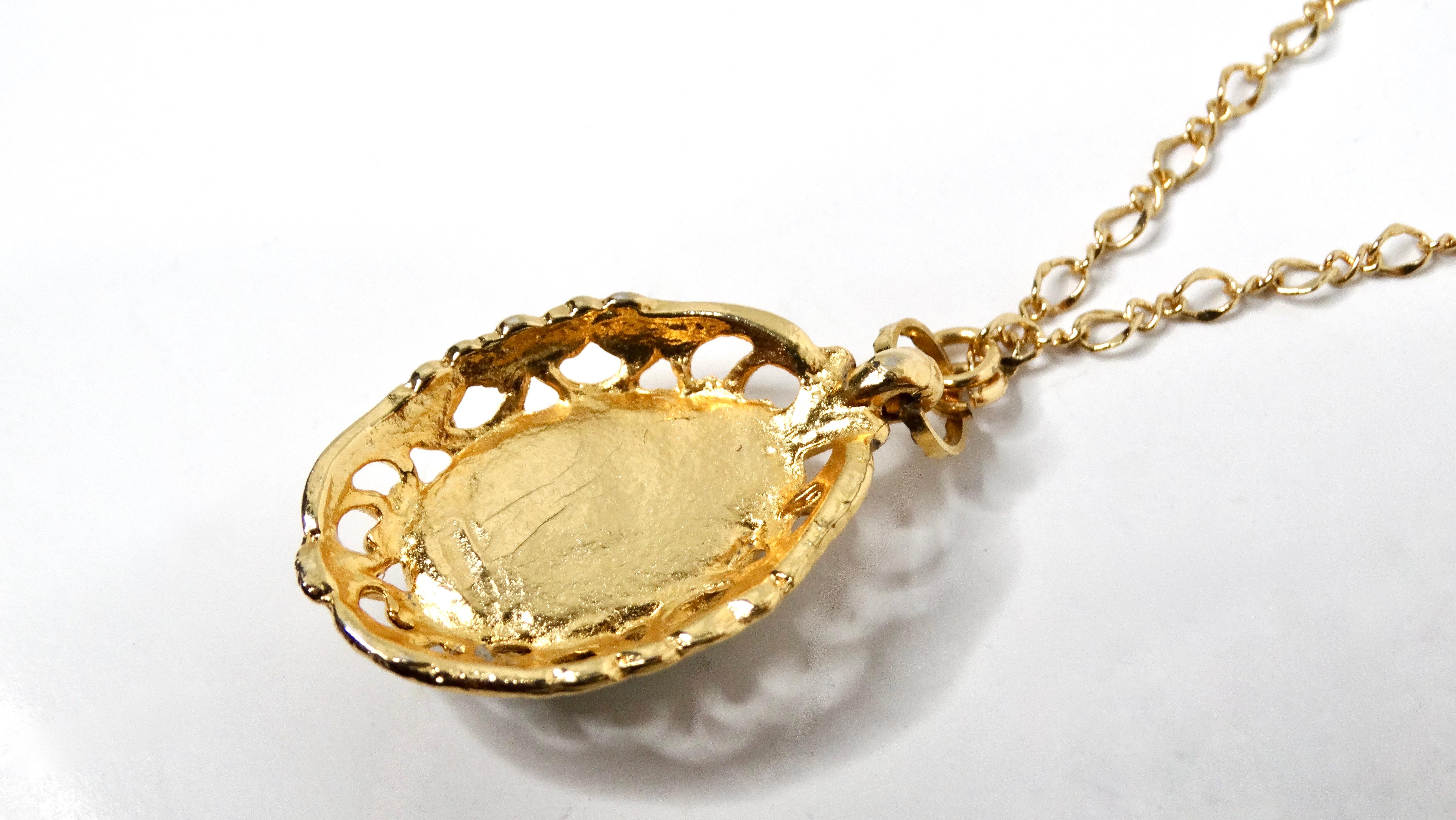 Collier de style victorien avec pendentif en pierre verte plaqué or 18k Pour femmes en vente
