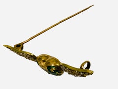 Victorian Style 18K Yellow Gold Diamond Winged Heart Brooch