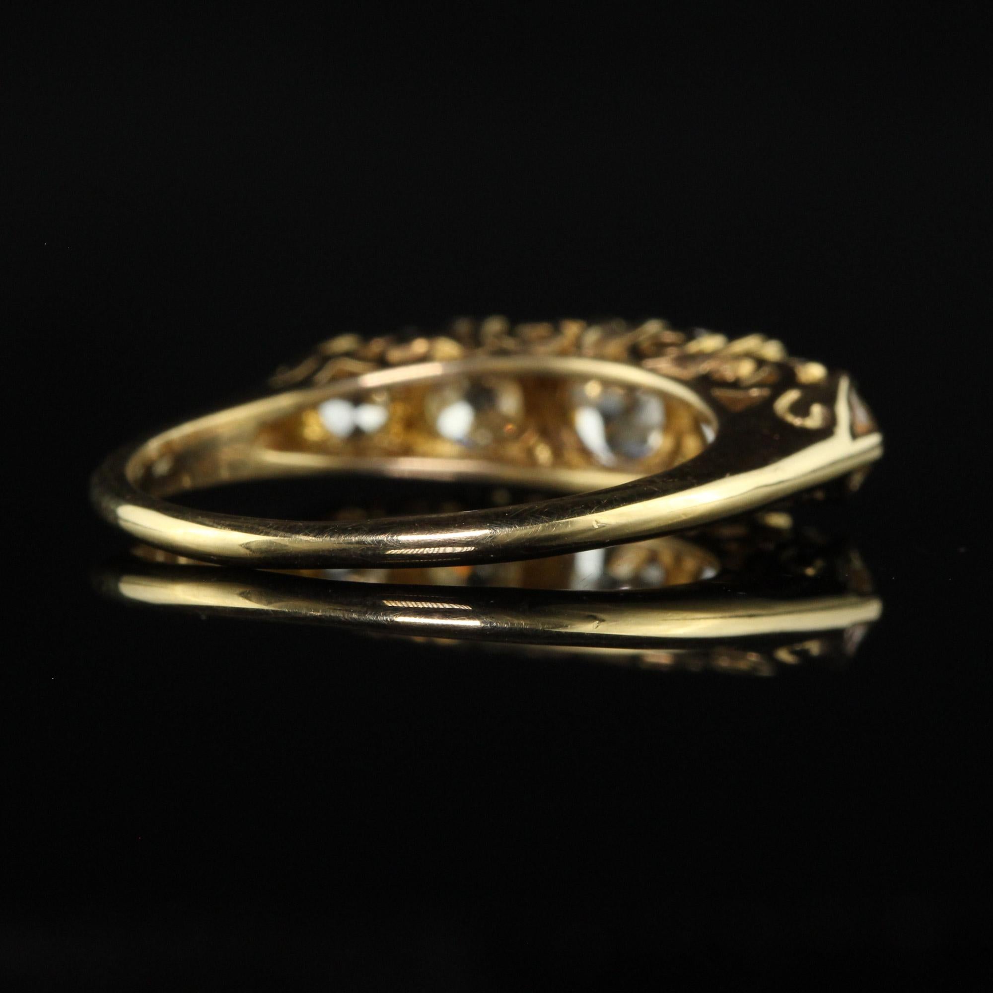 Women's Victorian Style 18K Yellow Gold Old Mine Diamond Five Stone Ring