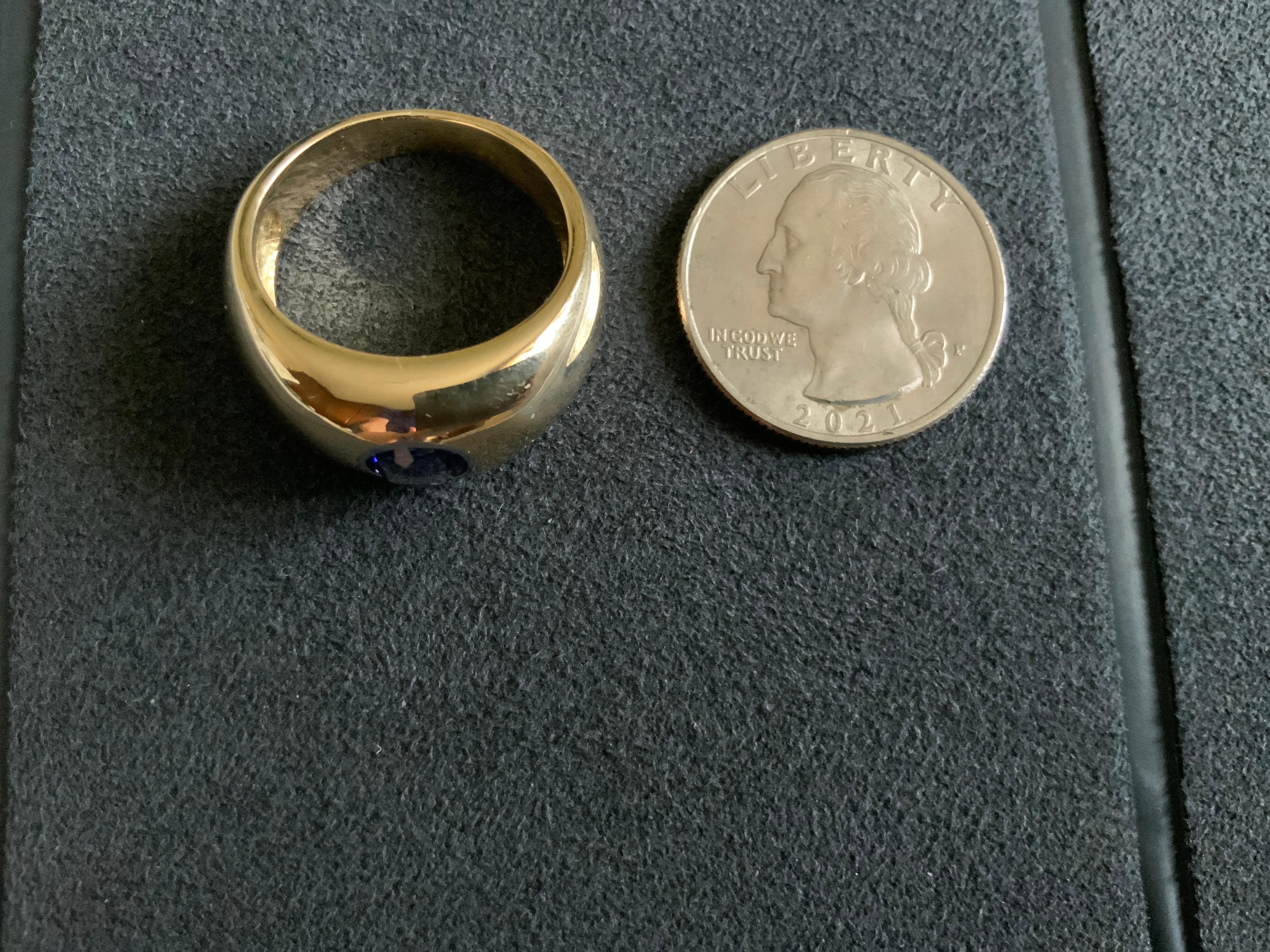Victorian Style 18K Yellow  Gold Sapphire Gypsy Ring For Sale 3