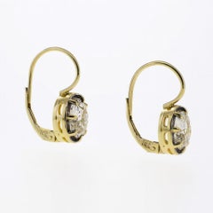 Pendientes de gota de oro amarillo de 14 quilates con diamante redondo de 2 quilates de estilo victoriano