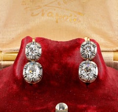 Victorian Style 3.00 Ct Mine Diamond Twin Solitaire Earrings