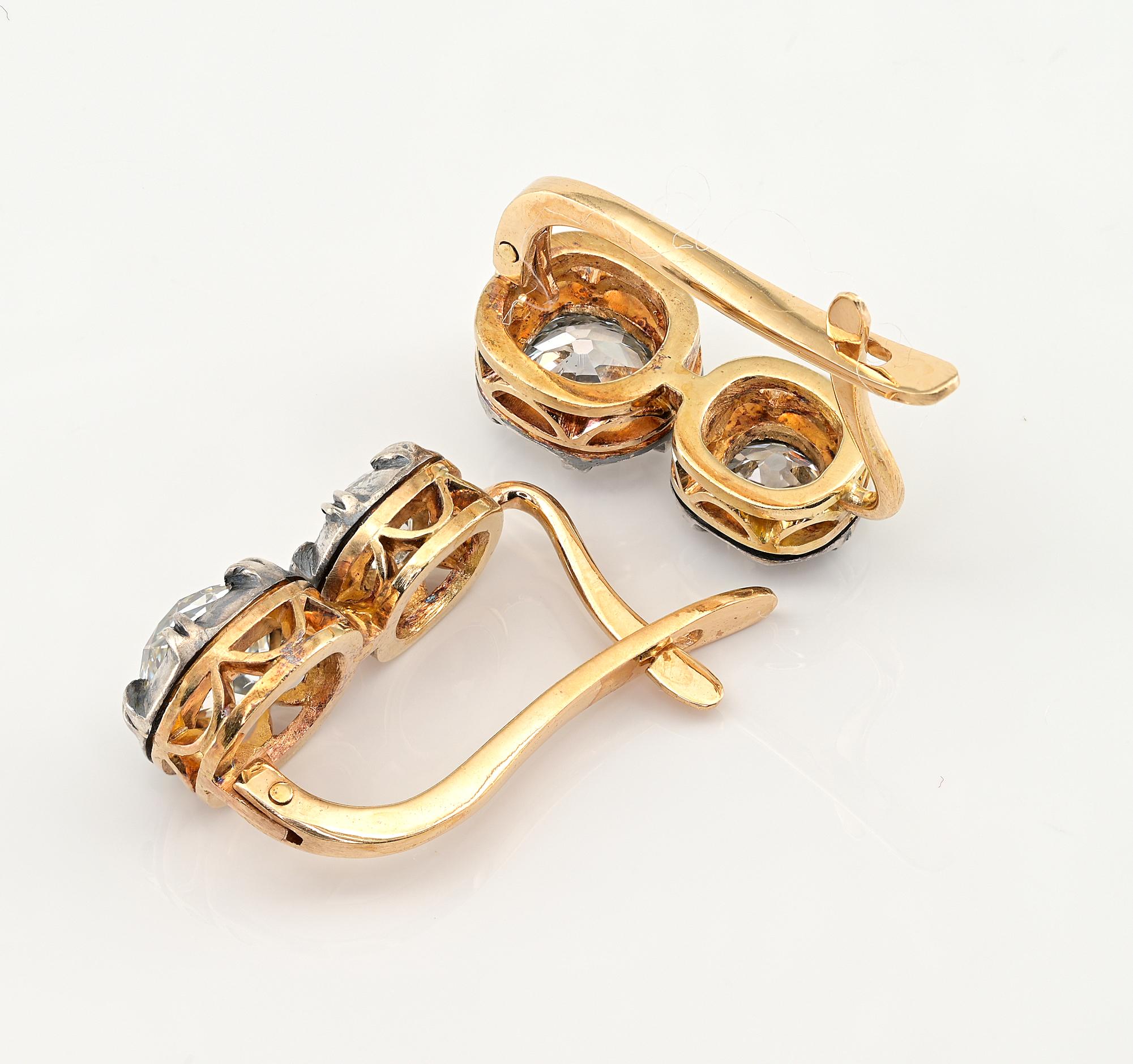 Viktorianische 3,00 Karat Minen-Diamant-Ohrringe im viktorianischen Stil im Angebot 2