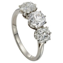 Victorian-style 3.64ct Old Mine-cut Diamond & Platinum 3-Stone Engagement Ring