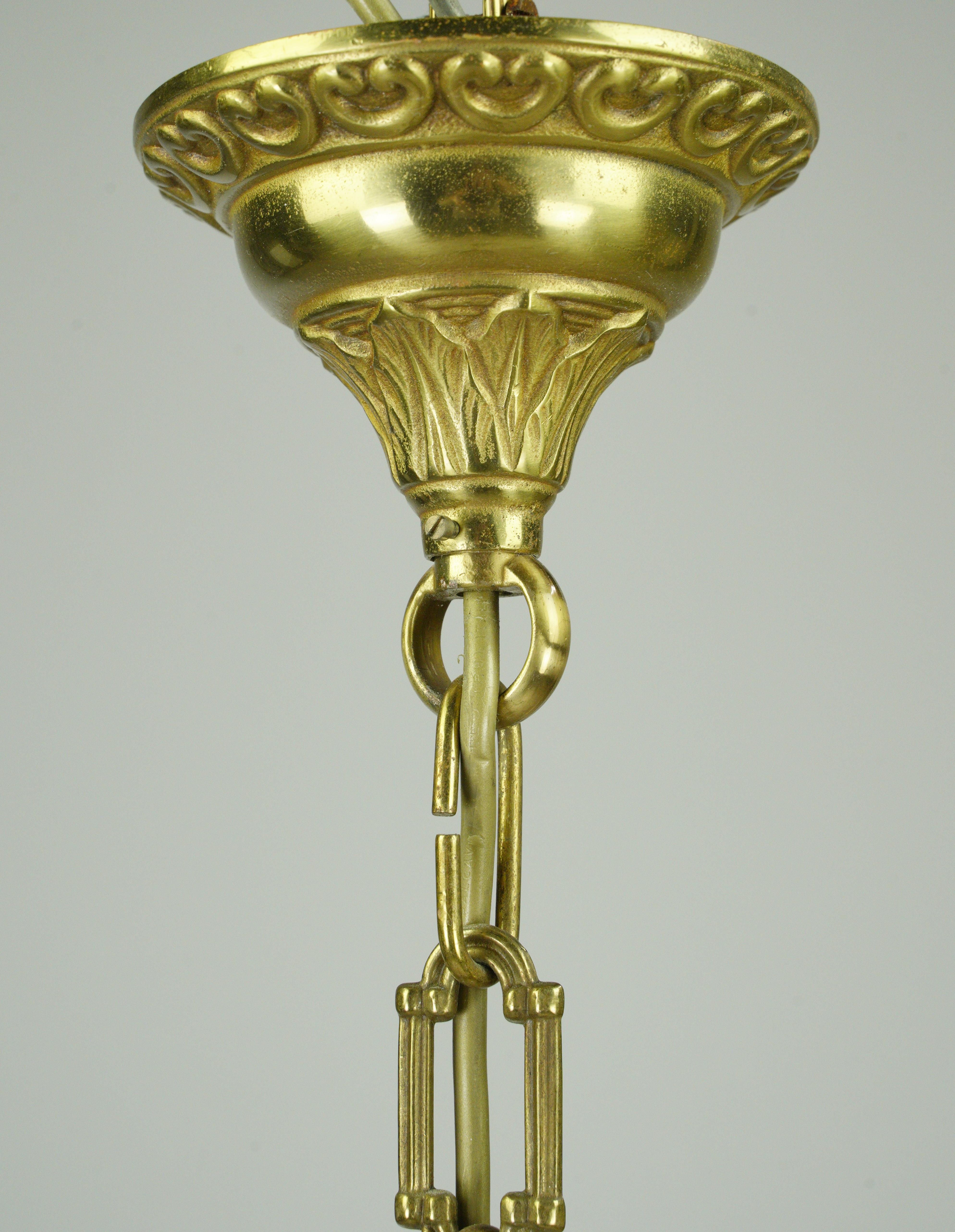 Victorian Style 5 Arm Brass Draped Icicle Crystal Chandelier For Sale 2
