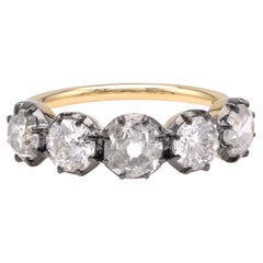 Victorian Style 5 Stone Diamond 18k Gold & Platinum Ring