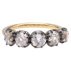 Victorian Style 5 Stone Diamond Gold & Platinum Wedding Band