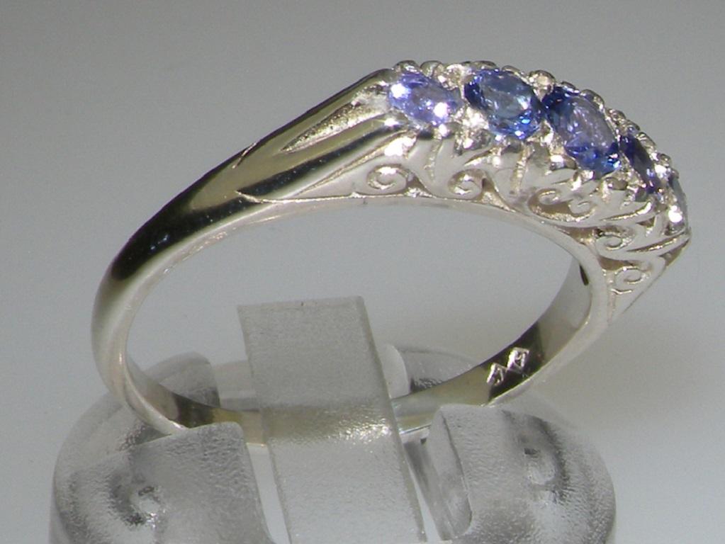 For Sale:  Victorian Style 9k White Gold Natural Tanzanite Womens Band Ring, Customizable 3