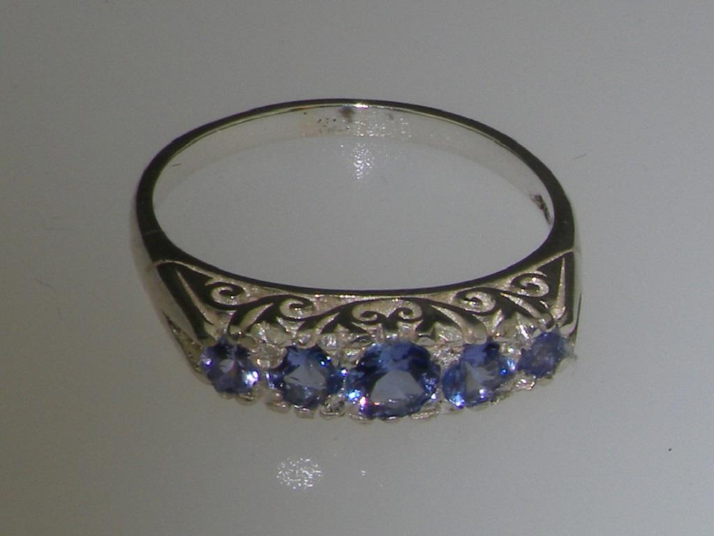 For Sale:  Victorian Style 9k White Gold Natural Tanzanite Womens Band Ring, Customizable 5