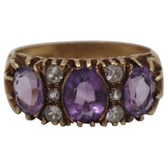 Vintage Victorian Style Amethyst and Diamond 9-Carat Gold Ring