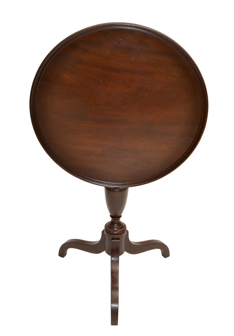 Victorian Style Antique Flip Top Side Table Turned Wood and Brass Lock