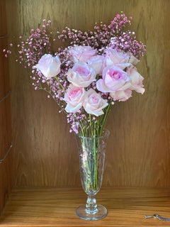 Victorian style Antique Florist Etched Crystal Glass Footed Vase