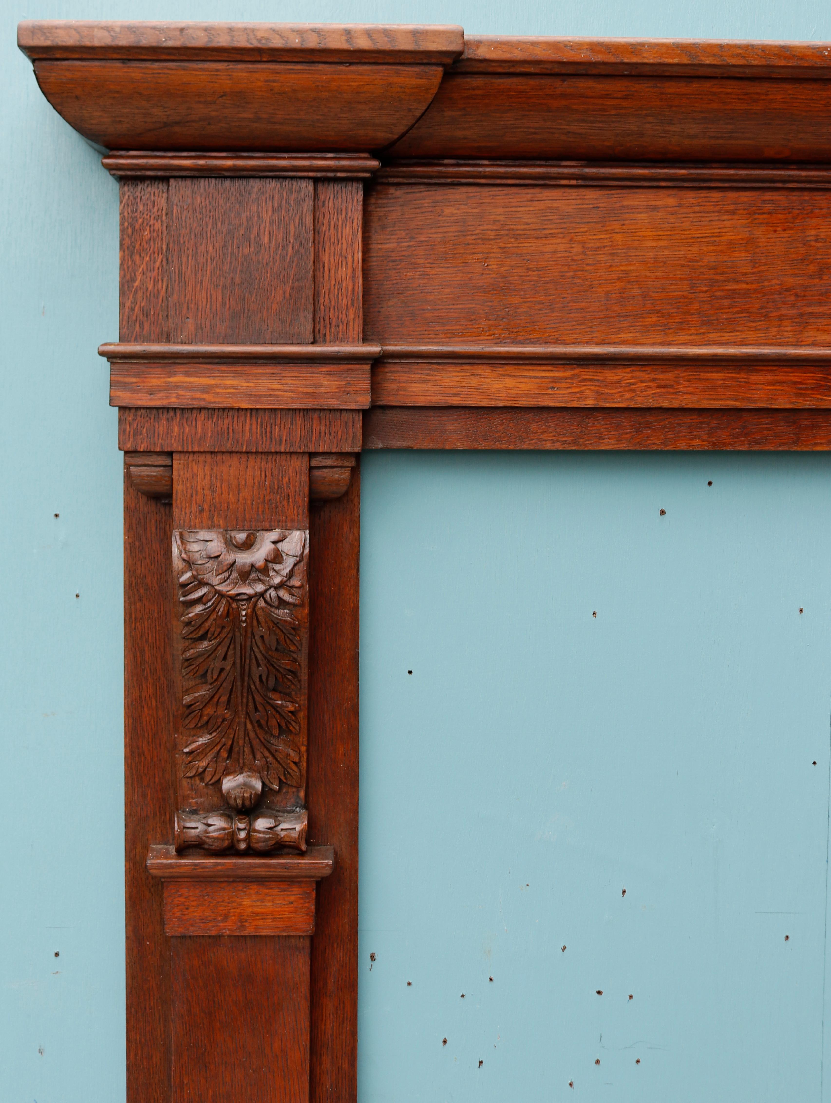 20th Century Victorian Style Antique Oak Mantel For Sale