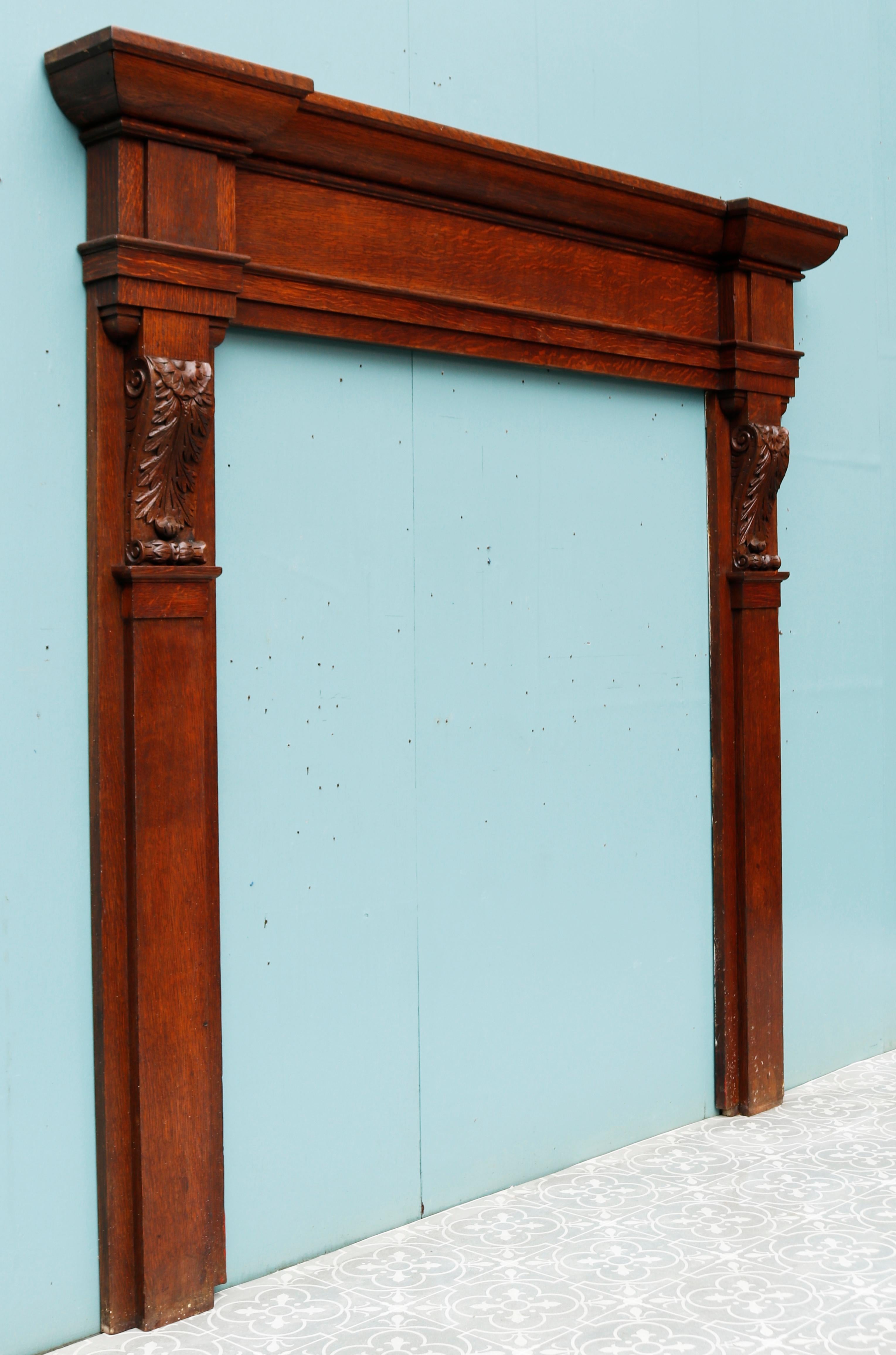 Victorian Style Antique Oak Mantel For Sale 3