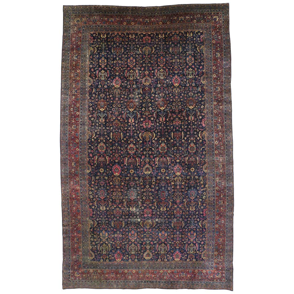Antique Persian Kerman Rug with Victorian Style For Sale at 1stDibs