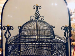 Victorian Style Antique Solid Brass Ebony Painted Monumental Bird Cage