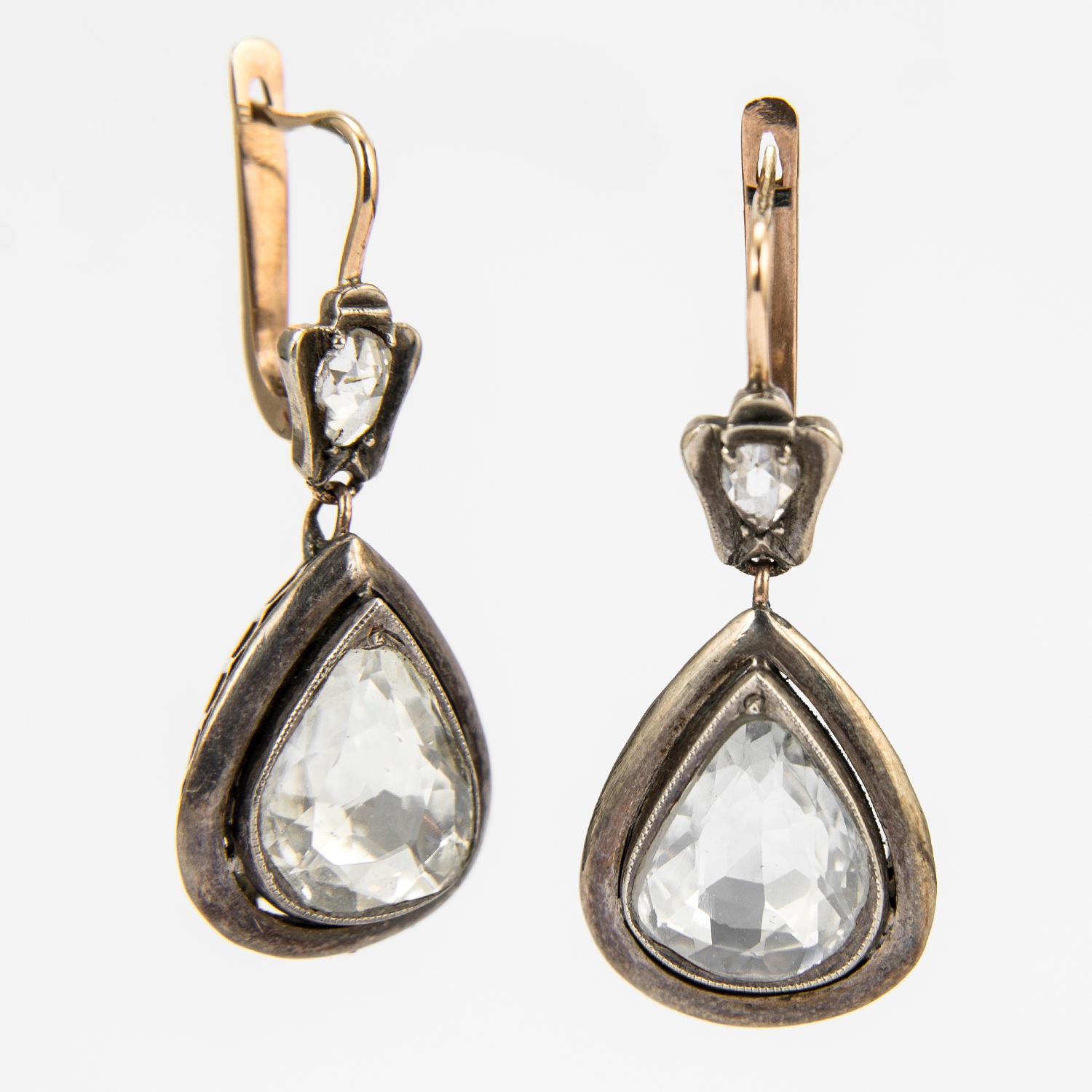 Viktorianische Tropfenohrringe im viktorianischen Stil, ca. 5 Karat Diamant im Birnenschliff Damen im Angebot