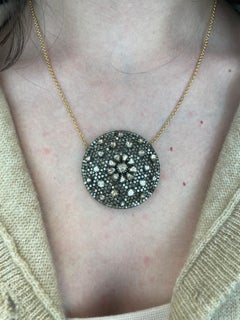 Victorian Style Apx 5ct Rose, Rough, & Round Cut Color Diamond Pendant Necklace