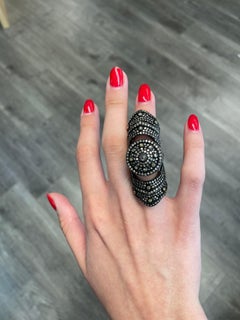 Victorian Style Apx 6.29ct Diamond Flex Ring Silver and Gold