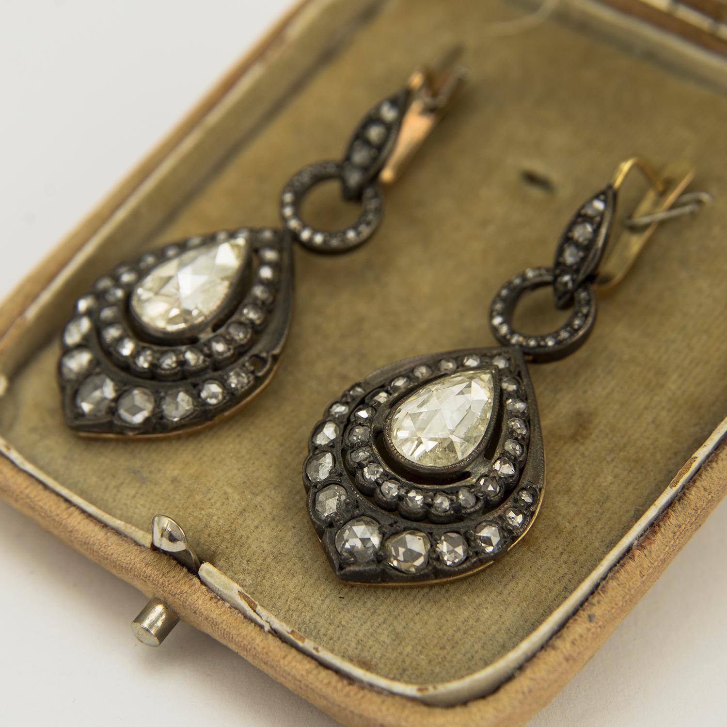 victorian rose cut diamond earrings