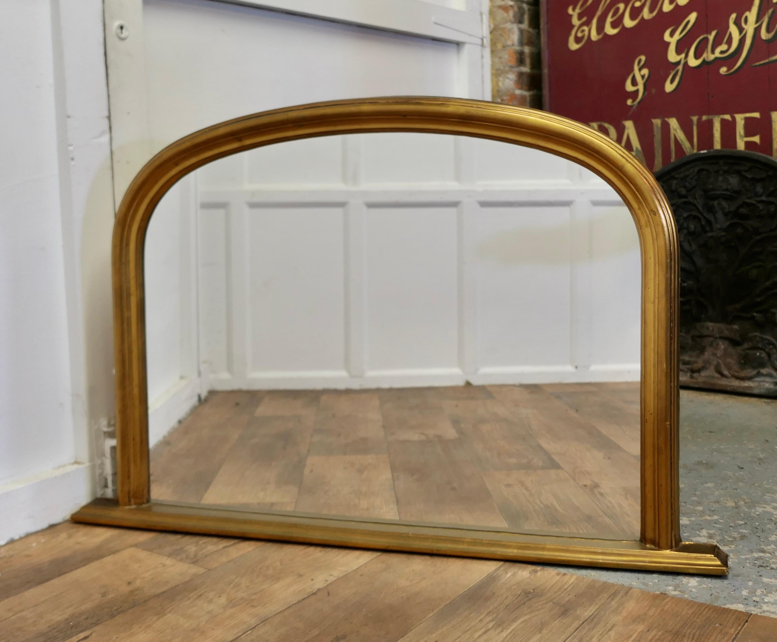 Victorian Style Arched Gold Overmantel Mirror

A Lovely Over Mantle Mirror 

This is a charming piece, the 3” arched moulded frame is lightly curved with a flat base
The Mirror is in good attractive condition
The Mirror is 31” high, 47” wide, and 3”