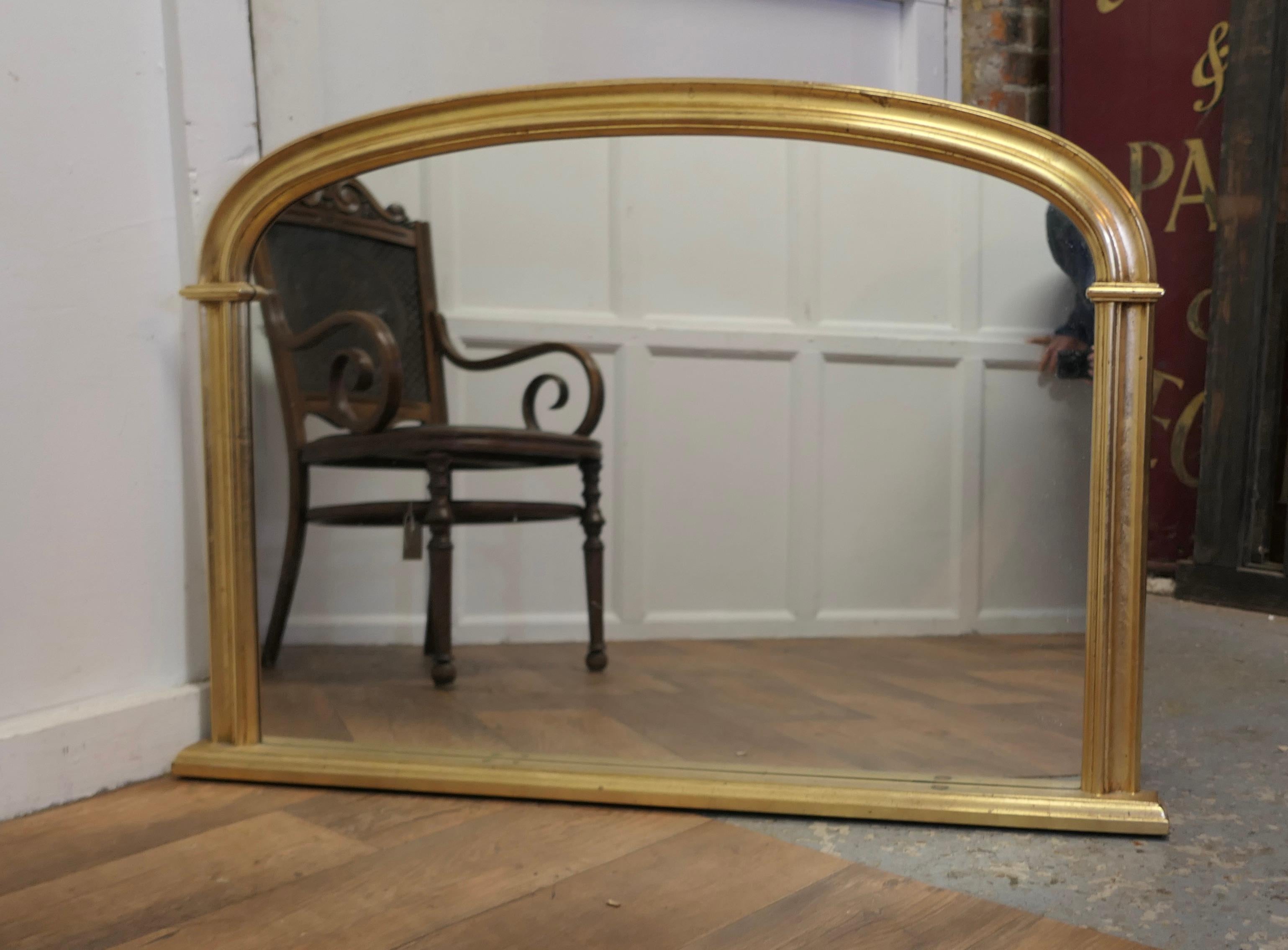 Victorian Style Arched Gold Overmantel Mirror  A Lovely Over Mantle Mirror    In Good Condition For Sale In Chillerton, Isle of Wight
